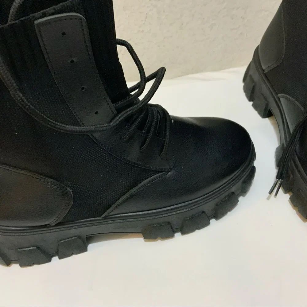 Brand new FashionNova Booties chunky black lace up size 11 - Picture 10 of 13